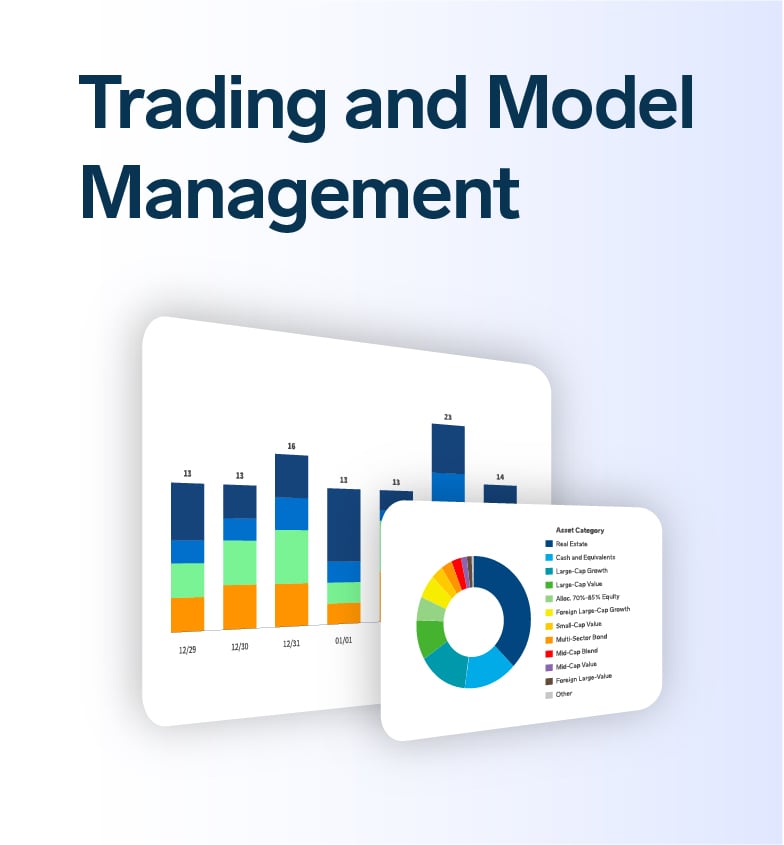 Trading and Model Management: screenshots of dashboards