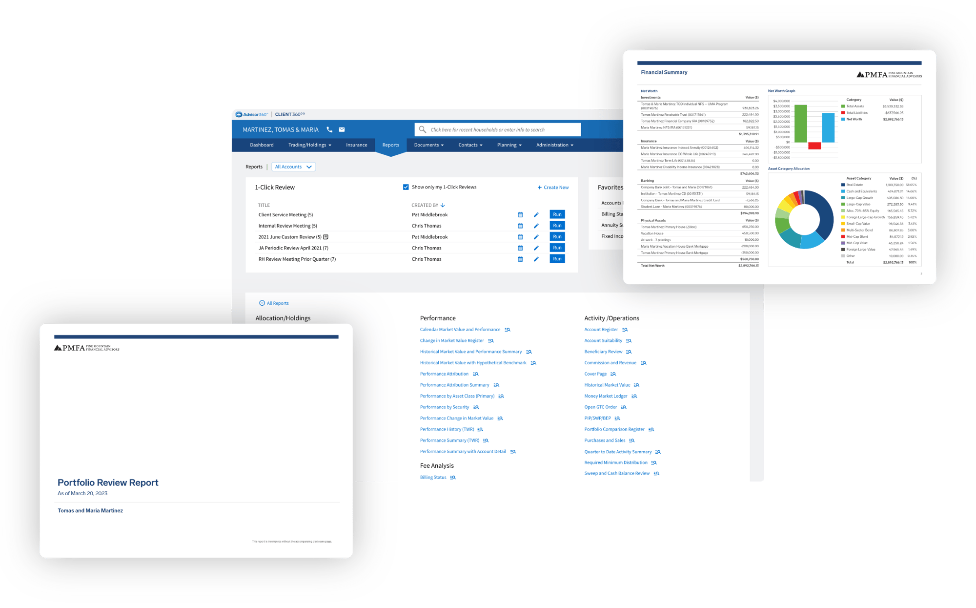 data and reporting screen