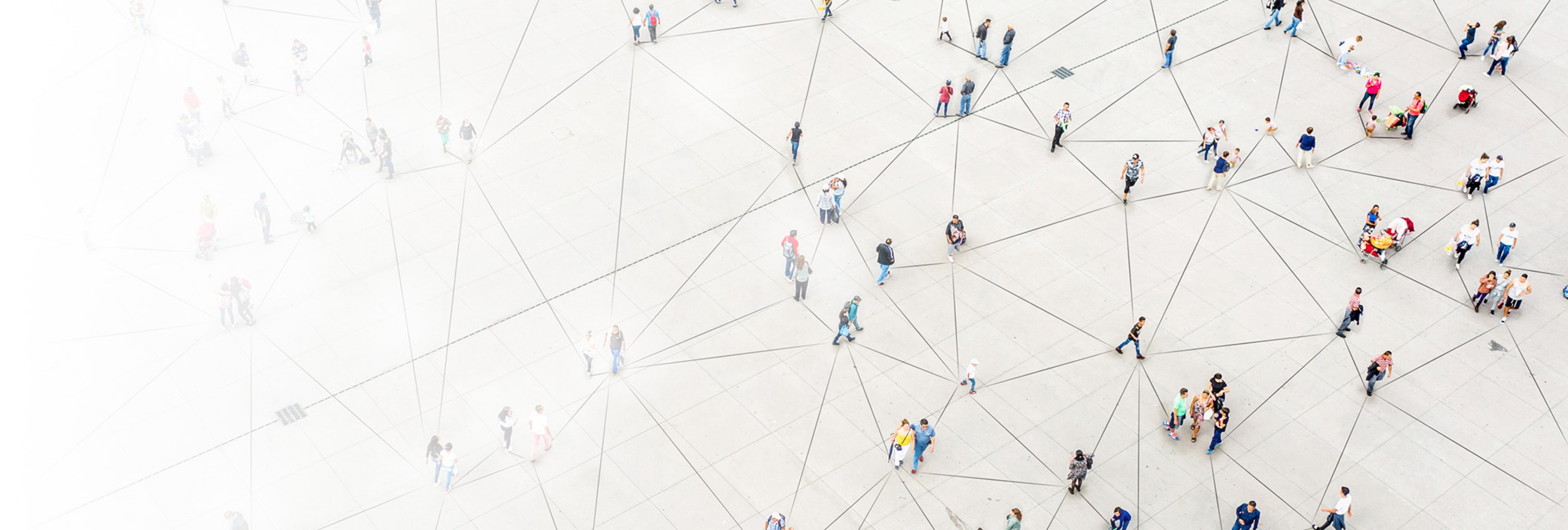 People walking on a pattern.