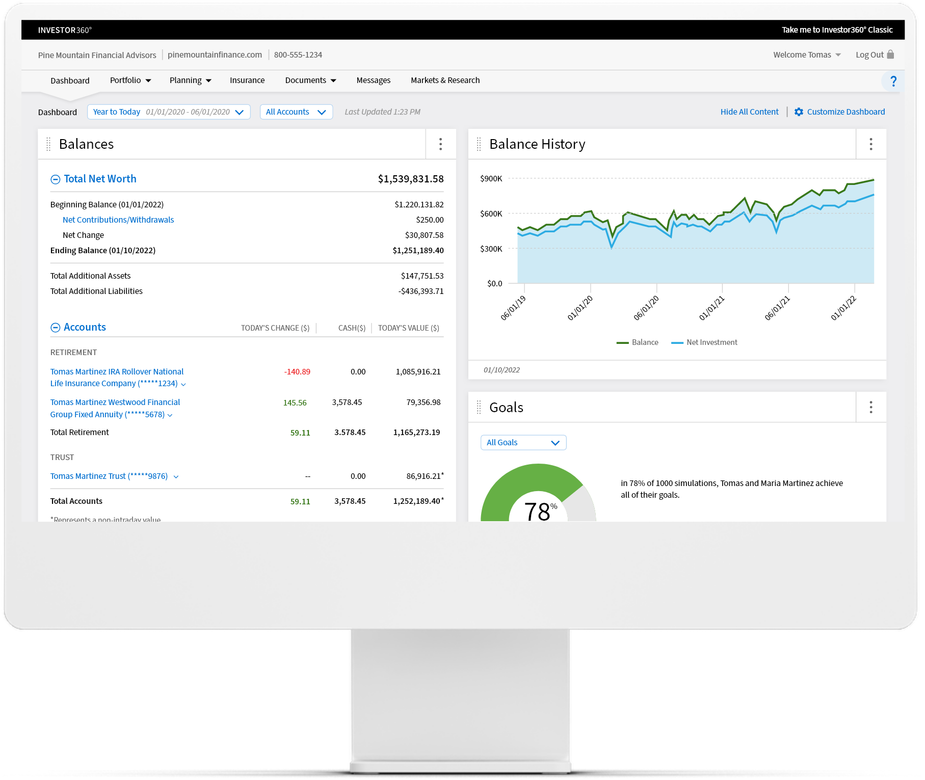 Screenshot of Investor360. Screenshot of Investor360.