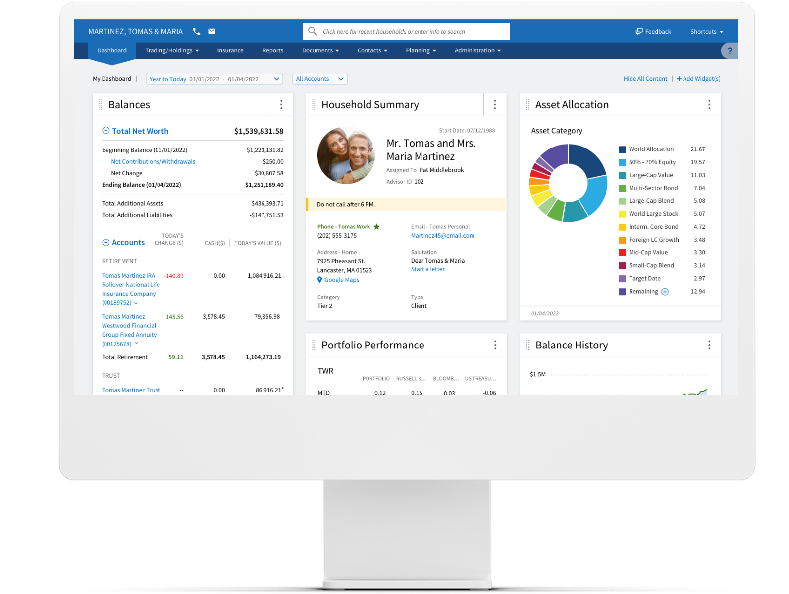 Advisor protal screen.