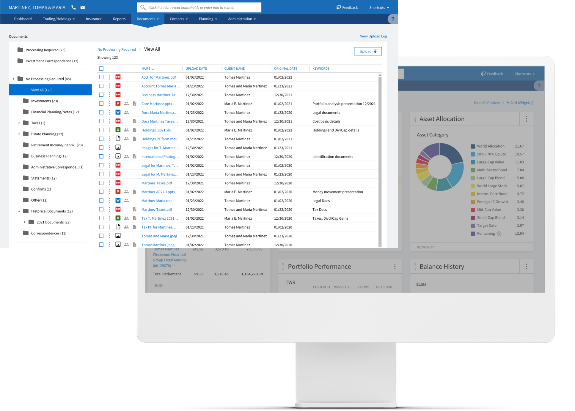 Advisor portal screen. Advisor portal screen.
